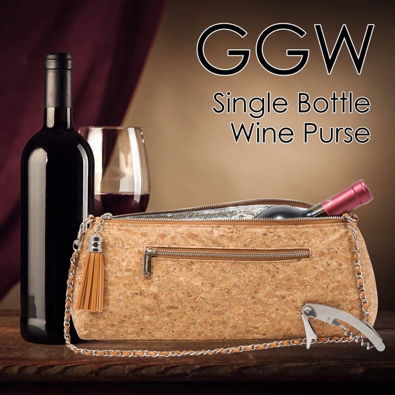 Primeware GGWP Single Bottle Wine Purse | Thermal Insulated Clutch Tote for Women (Cork) - Image 3
